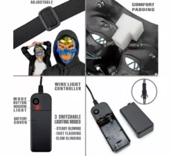 Maschera teschio dorata a LED colorata