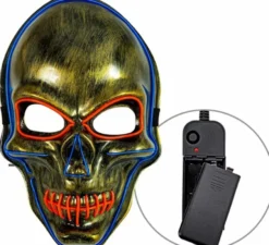 Maschera teschio dorata a LED colorata