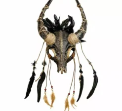 Maschera teschio sciamanico con piume