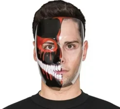 Maschera trasparente e nera con sangue 21 cm