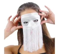 Maschera Venezia Domino in seta con frange di vari colori