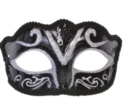 Maschera veneziana adulta argento e nera