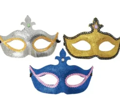 Maschera veneziana in plastica in 3 colori assortiti