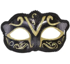 Maschera veneziana per adulti in oro e nero