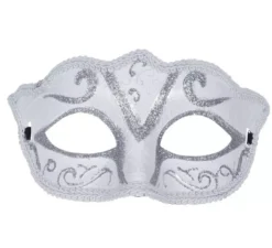Maschera veneziana per adulto bianca e argento
