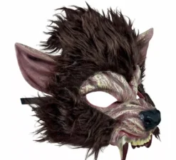 Mezza maschera di lupo mannaro con capelli in lattice