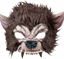 Mezza maschera di lupo mannaro con capelli in lattice