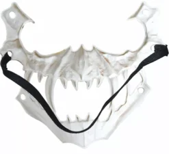 Mezza maschera teschio con zanne lunghe in pvc