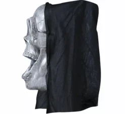 Mezza maschera teschio con zanne lunghe in pvc