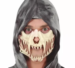 Mezza maschera teschio zanne corte in pvc