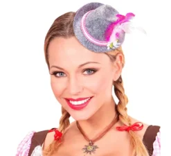 Mini cappello bavarese da Oktoberfest con fiore e piume