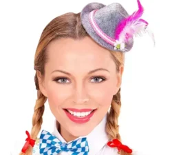 Mini cappello bavarese da Oktoberfest con fiore e piume