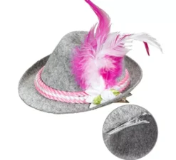 Mini cappello bavarese da Oktoberfest con fiore e piume