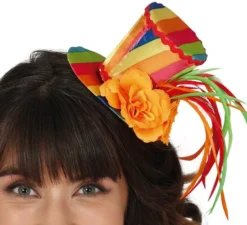 mini cappello superiore con rose multicolore