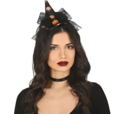 Mini fascia per cappello da strega nera con fiocco