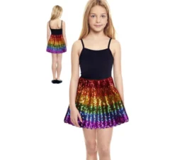 Minigonna con paillettes arcobaleno per ragazza