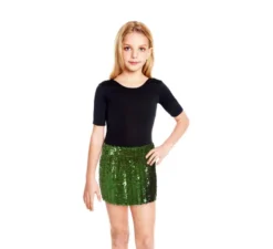 Minigonna verde con paillettes per bambina