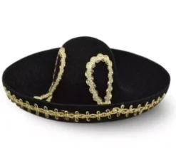 Mini sombrero messicano per adulti nero e oro