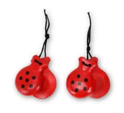 Nacchere rosse a pois neri 6,5x8,5 cm