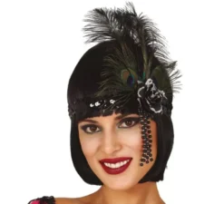 Nastro di paillettes nero con piume