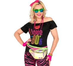 Neon Kit in vari colori anni '80: Cerchietto, Collana, Bracciali, Orecchini e Guanti