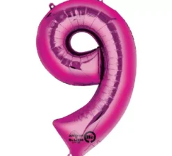 Numero di palloncino metallico fucsia 9