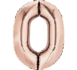 Numero di palloncino metallico oro rosa 0
