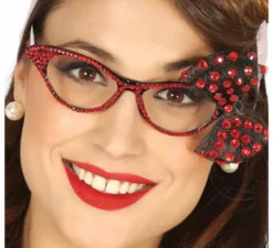Occhiali anni '50 con fiocco in vari colori