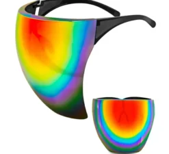 Occhiali con lenti a specchio arcobaleno o visiera protettiva