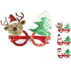 Occhiali con renna e albero con glitter in colori assortiti