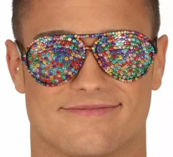 Occhiali con scintillii multicolori
