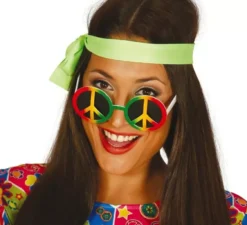 Occhiali da Hippie Multicolore con simbolo della pace