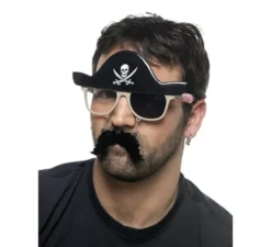 Occhiali da pirata con baffi e cappello