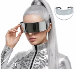Occhiali da robot futuristici argentati