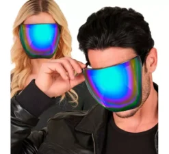 Occhiali o visiera con lenti a specchio blu-viola