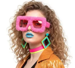 Occhiali retr� in peluche anni '80 in colori assortiti