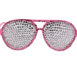 Occhiali rosa con brillanti argento