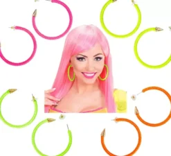 Orecchini a cerchio in vari colori neon