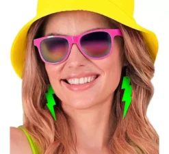 Orecchini a forma di fulmine al neon anni '80 in vari colori