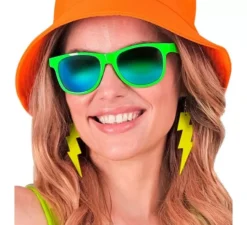 Orecchini a forma di fulmine al neon anni '80 in vari colori