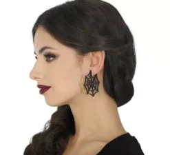 Orecchini a forma di ragnatela nera da 5 cm
