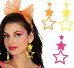 Orecchini a stella al neon in colori assortiti