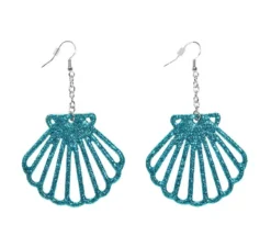 Orecchini Conchiglia Glitter Blu