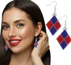 Orecchini con diamanti blu e rossi