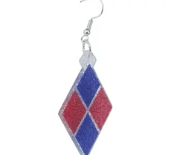 Orecchini con diamanti blu e rossi