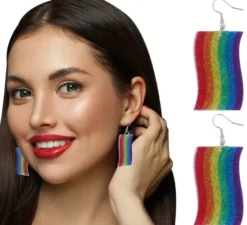 Orecchini con nastro arcobaleno