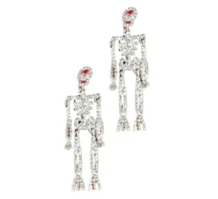 Orecchini scheletrici lucidi in argento, 6,5 cm