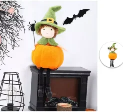 Ornamento bambola zucca seduta 16 cm