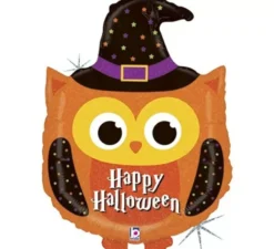 Palloncino foil metallizzato di gufo Happy halloween di 81 cm