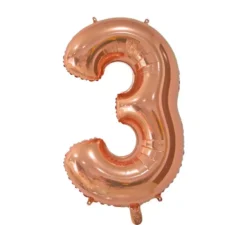 Palloncino foil numero 3 in oro rosa da 66 cm